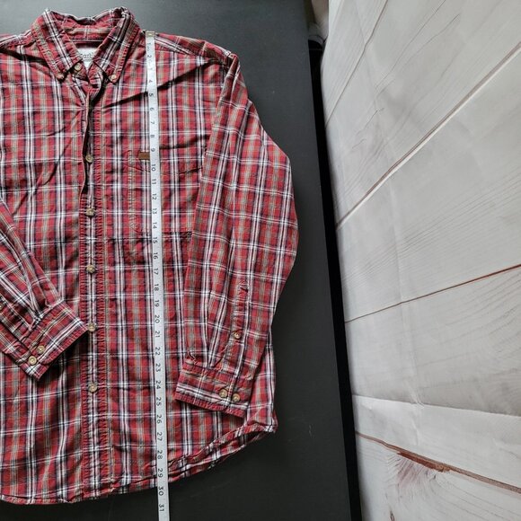 Carhartt Men’s M Button-down Long Sleeve Red Plaid Work Shirt, EUC - Picture 7 of 7